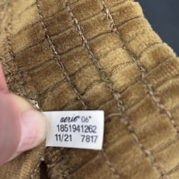 Aerie Golden Brown Corduroy Flare Pants S Long High Waisted Stretchy Comfortable - Picture 10 of 11